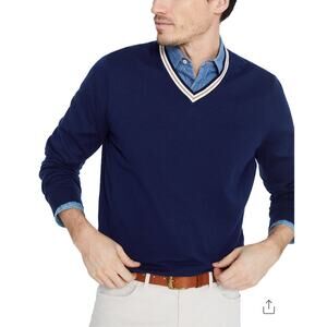 J. McLaughlin Keene Solid Cashmere Blend Sweater Blue XL